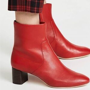 Loeffler Randall / gema Napa leather cherry red boots booties 9.5 ankle boot
